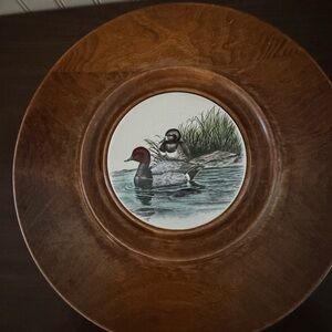 Decorative Wood Wall Plate with Duck Motif